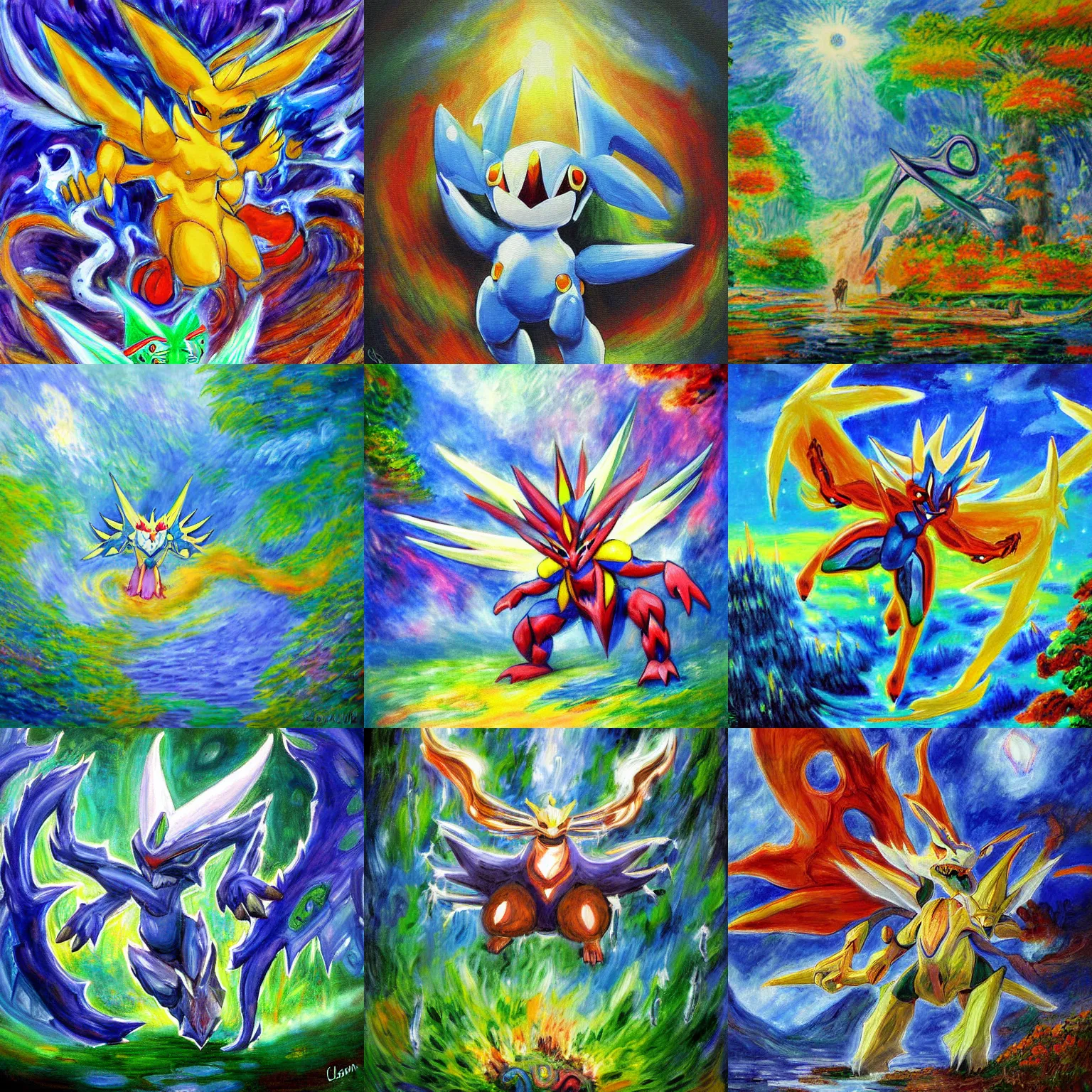 Prompt: legendary pokemon painting by clounde monet