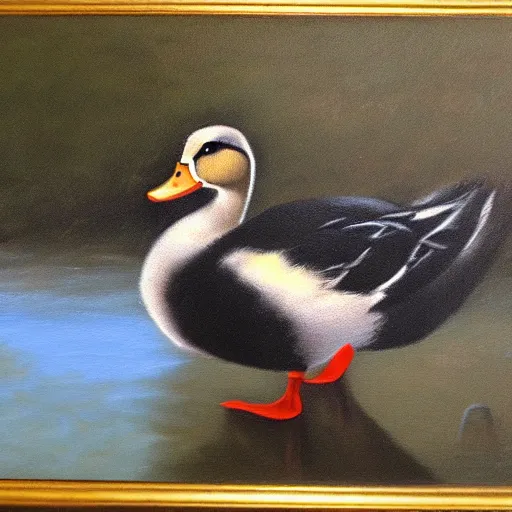 Prompt: a duck on the prowl oil painting avigdor arikha