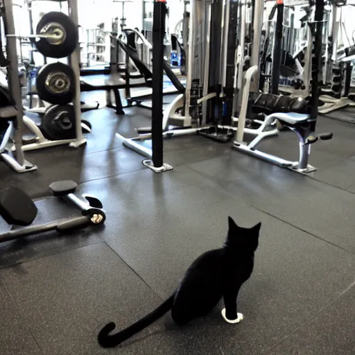 Image similar to a cat working out at the gym
