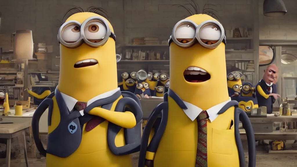 Image similar to saul goodman in minions the rise of gru