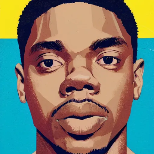 Prompt: Painting of Vince Staples by Sachin Teng :4 Blue, asymmetrical, Matte Painting , geometric shapes, hard edges, energetic, graffiti, street art:2 Masterpiece, high detail, by Sachin Teng:4