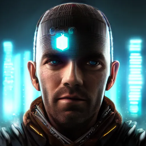 Image similar to portrait of gofrid yeger, cyberpunk style, ultra realistic, 4 k