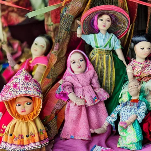 Image similar to Realistic photograph of dolls made in Losoong festival in India