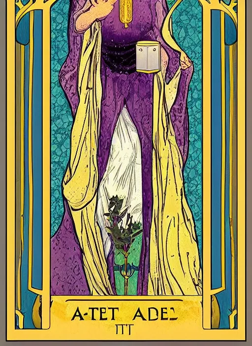 Prompt: high priestess tarot card, major arcana, art nouveau