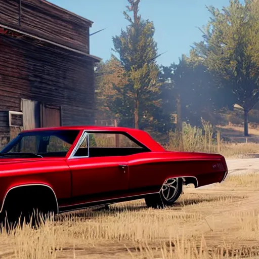 Image similar to 4 door 1 9 6 7 chevrolet impala painted black, in red dead redemption 2