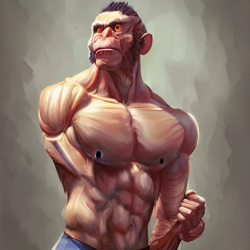 Prompt: muscular monkey , digital art by Mandy Jurgens and Irina French and Heraldo Ortega , hyperdetailed, artstation, cgsociety