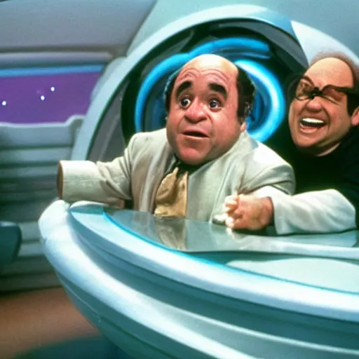 Prompt: A Picture of Danny Devito playing Spacely Sprocket in a live action movie of The Jetsons. Photography