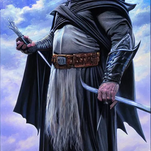 Prompt: gandalf as batman, by donato giancola and artgerm