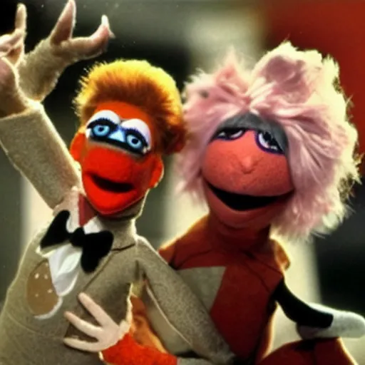 Image similar to still of a david bowie muppet designed by jim henson