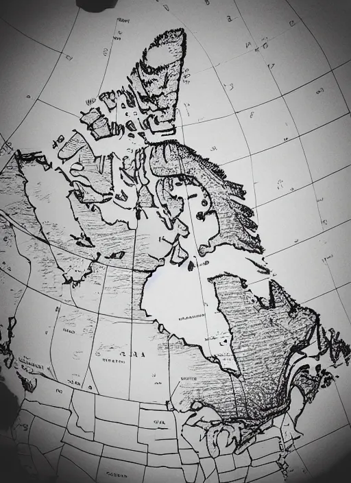 Prompt: professional fine detailed photo of a canada map, iphone photo, instagram, black and white - - cfg _ scale 7