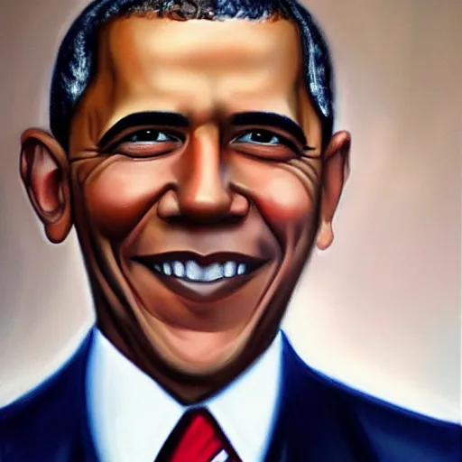 Image similar to hyper-realistic oil painting of Barak Obama by Mike Darga