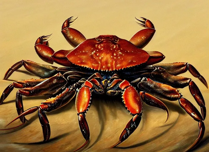 Prompt: a huge crab with two huge pincers, cosmic horror painting, elegant intricate digital painting artstation concept art by mark brooks and brad kunkle and, extreme detailed