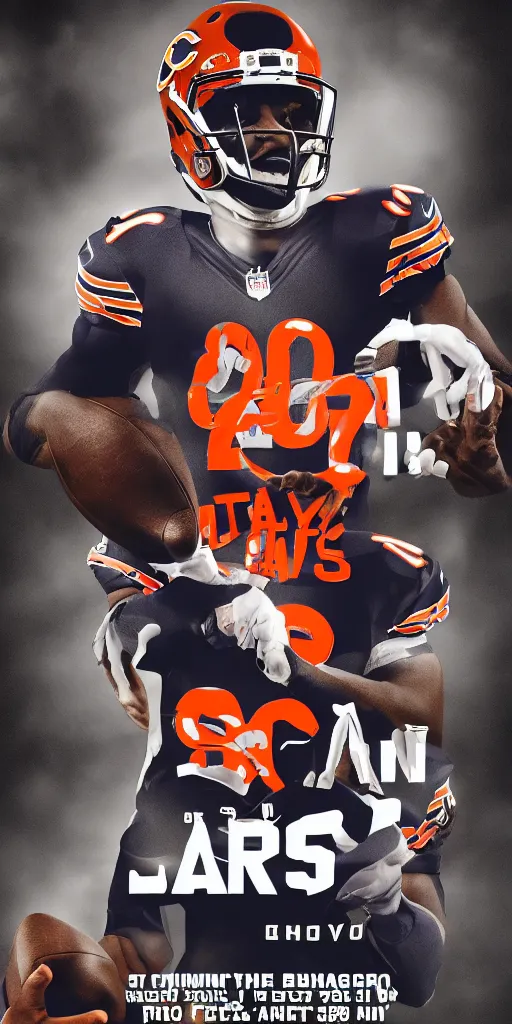 Prompt: chicago bears 2 0 2 2 season sports movie poster n 8