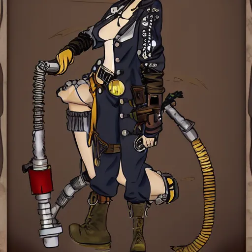 Prompt: steampunk anime mechanic