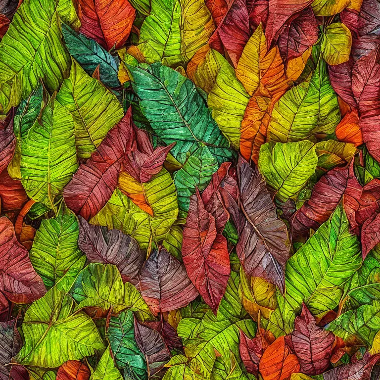 Image similar to a beautiful picture of amborellaceae with fantastic leaves with detailed abaxial structure, structural, textural, fantasy art, high quality, 8 k resolution, colorful, shining
