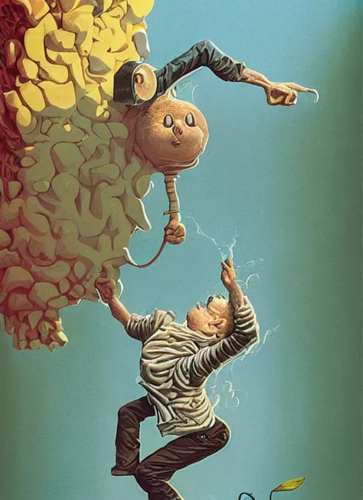 Prompt: funny poster artwork by Michael Whelan, clean