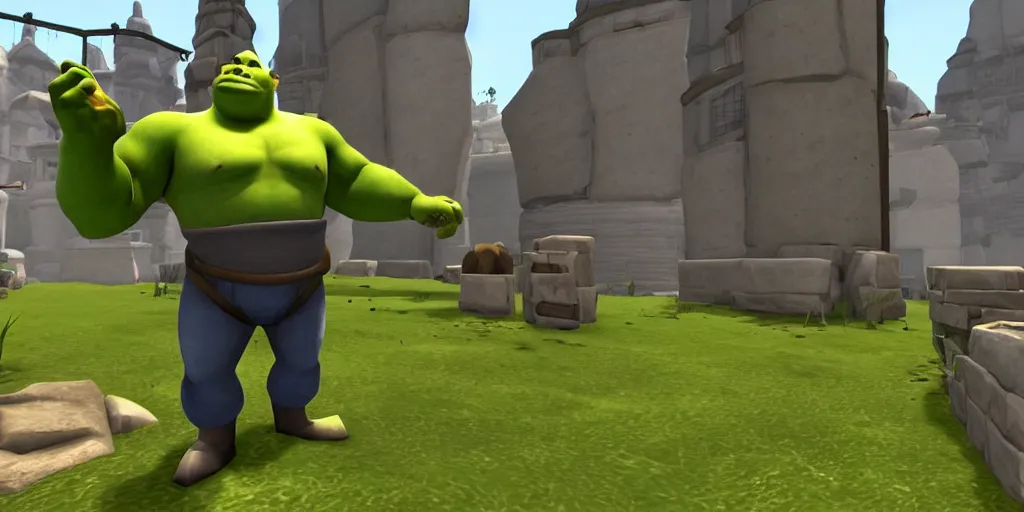 Image similar to shrek in team fortress 2, half life 2, garry's mod