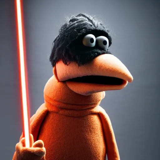 Image similar to studio portrait still of muppet!!!!! darth vader!!!!!! as a muppet muppet as a muppet, 8 k, studio lighting, key light,