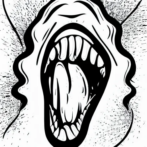 Image similar to open mouth screaming with tongue sticking out, say ahh, illustration, vector art, s clean lines, clip art, on white background, pinterest, artstation, deviantart