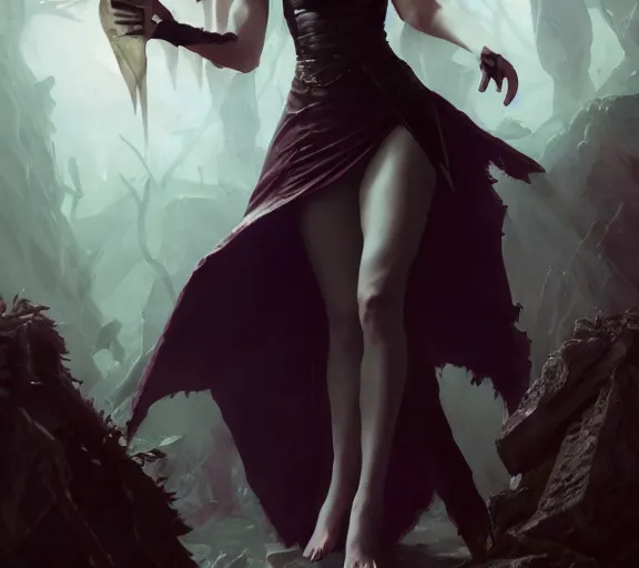 Image similar to morrigan aenslandcasting magic, a charming succubus, strapless dress, fantasy, d & d, by greg rutkowski and raymond swanland, sharp focus, trending on artstation, 8 k realistic digital art, cryengine, symmetric, league of legends splash art, concept art, frostbite 3 engine