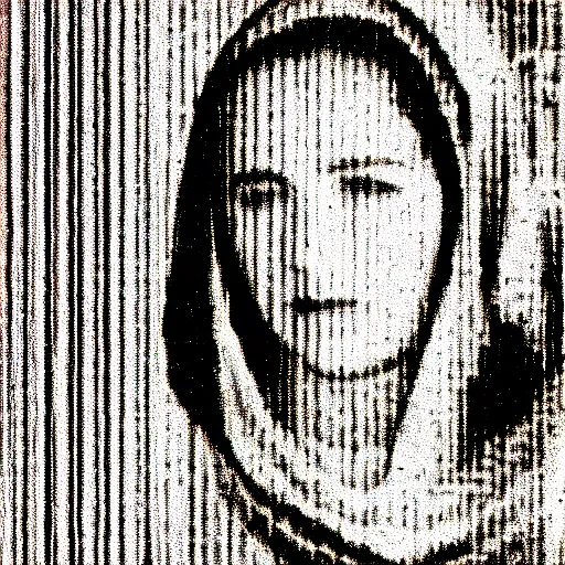 Image similar to vhs static overlay of marian apparition, vhs, 1 9 9 0, highly realistic, highly detailed, vhs noise static, black and white, vhs glitch