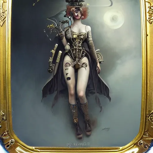 Prompt: by tom bagshaw, ultra realist soft painting of sci fi carnival of curiosities, single steampunk dollpunk warrior in a full body gothic robe, partial symmetry accurate features, very intricate details, focus, curvy, award winning, ultra dense fog