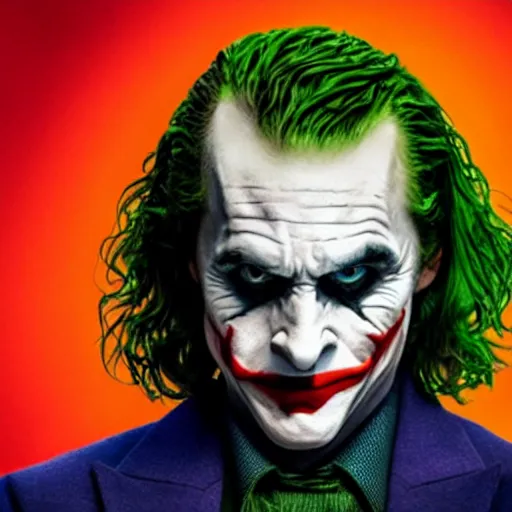 Image similar to Christian Bale as the Joker (2019), cinematic film still
