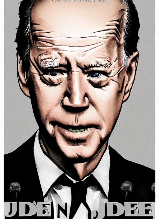 Image similar to biden, steve buscemi portrays united states president joe biden, minimalist movie poster, theatrical poster, fan art, digital art, trending on artstation