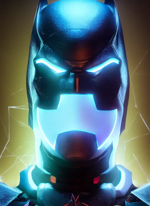 Prompt: glowwave portrait of dark batman from overwatch, au naturel, hyper detailed, digital art, trending in artstation, cinematic lighting, studio quality, smooth render, unreal engine 5 rendered, octane rendered, art style by klimt and nixeu and ian sprigger and wlop and krenz cushart.