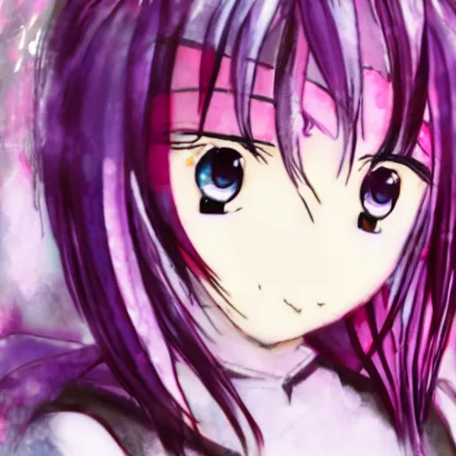 Prompt: Madoka from Madoka anime portrait fanart