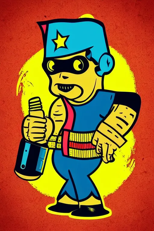 Image similar to fallout 7 6 retro futurist illustration art by butcher billy, sticker, colorful, illustration, highly detailed, simple, smooth and clean vector curves, no jagged lines, vector art, smooth andy warhol style