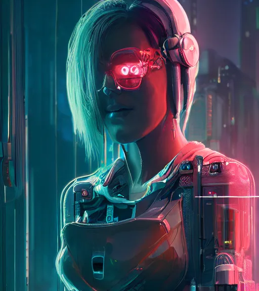 Prompt: a cyberpunk woman, hyperrealistic, cyber world, ambient lighting, concept art, hyper - detailed, smooth, octane, ray tracing, cinematic, high quality