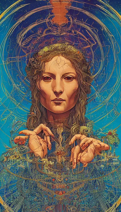 Image similar to The oracle of the ancient wisdom of dreams, italian futurism, da vinci, Dan Mumford