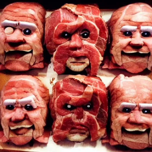 Image similar to chuck roast norris, chuck norris face made of meat