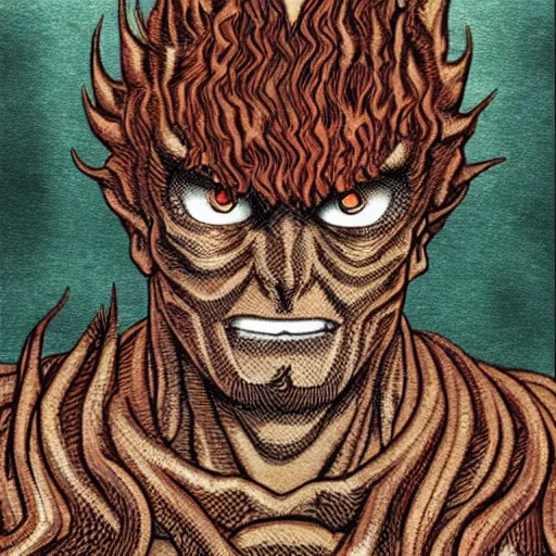 Image similar to a snake man, kentaro miura art style