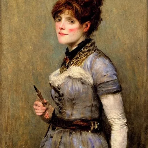 Image similar to female adventurer by alfred stevens