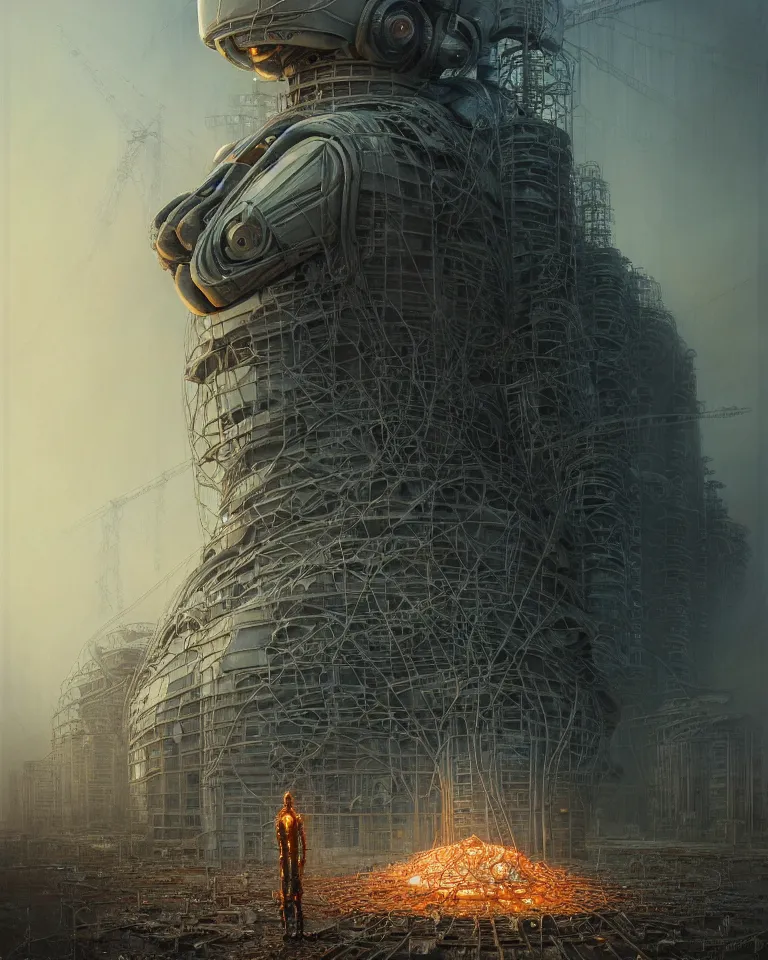 Image similar to low angle shot of a cyberpunk robot character in chernobyl, intricate, elegant, highly detailed, centered, digital painting, artstation, concept art, smooth, sharp focus, illustration, artgerm, tomasz alen kopera, peter mohrbacher, donato giancola, joseph christian leyendecker, wlop, boris vallejo