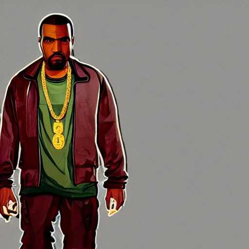 Image similar to illustration gta 5 artwork of holy saint kanye west, golden cross, in the style of gta 5 loading screen, by stephen bliss