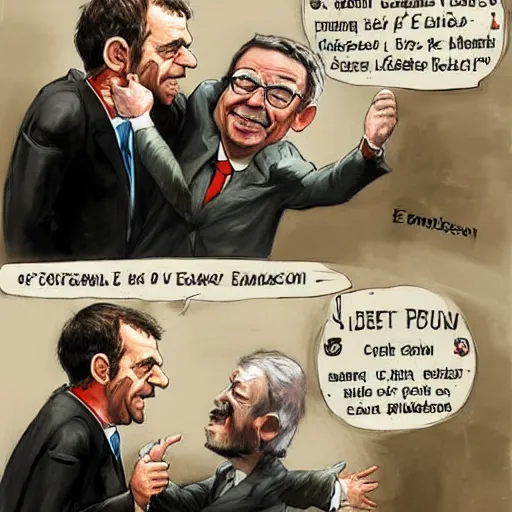 Image similar to jean luc melenchon is spanking emmanuel macron, by esao andrews