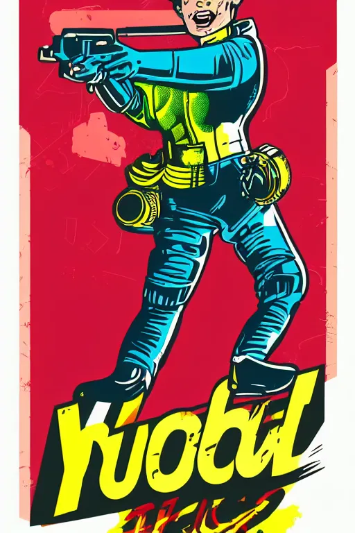 Image similar to fallout 7 6 retro futurist illustration art by butcher billy, sticker, colorful, illustration, highly detailed, simple, smooth and clean vector curves, no jagged lines, vector art, smooth andy warhol style