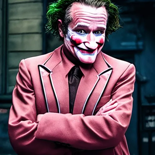 Image similar to (Robin Williams) as The Joker movie still 8k hdr