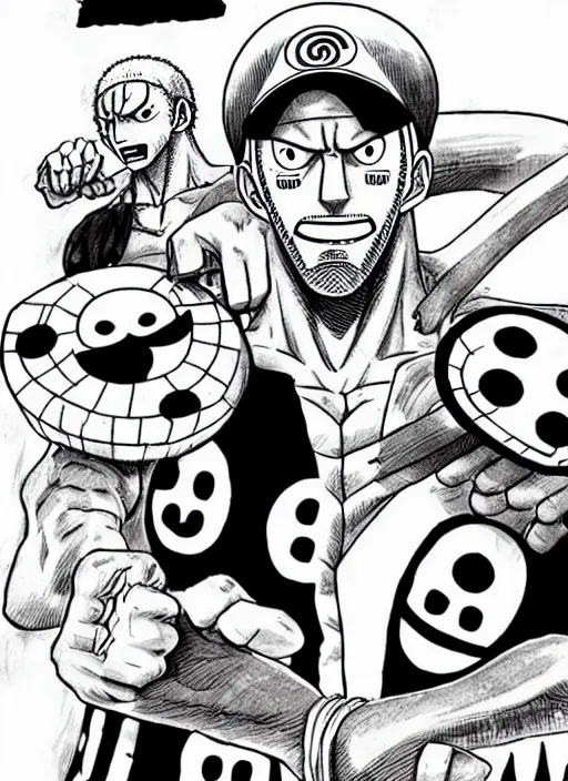 Prompt: jason statham as character in one piece manga, sketch by eiichiro oda