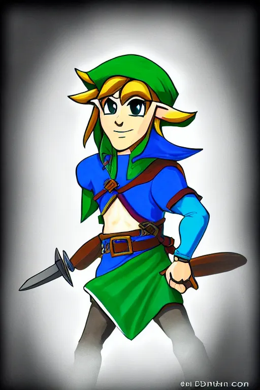 Image similar to an in game portrait of link from the legend of zelda cdi, zelda cdi art style.