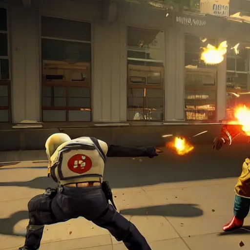 Image similar to screenshot from the pc game payday 2 demonstrating the dragon ball crossover