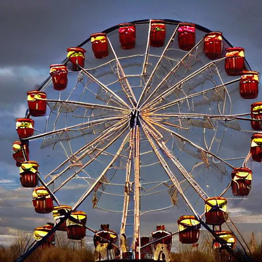 Image similar to a ferris-wheel constructed from bones and skeletal remains