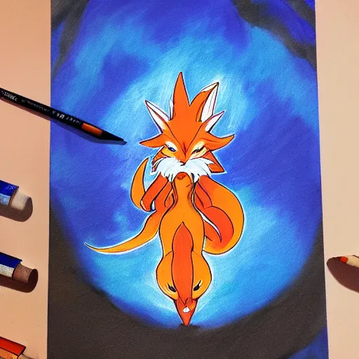 Image similar to Kurama the nine-tailed fox 🎨🖌️