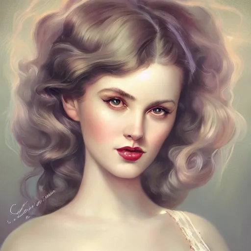 Prompt: a portrait of lily colins by charlie bowater and anna dittmann and gil elvgren.