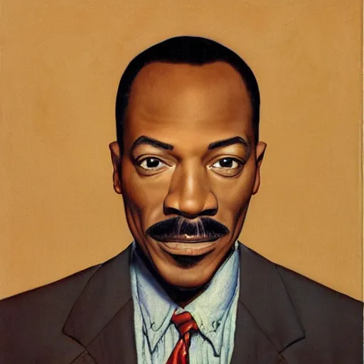 Image similar to frontal portrait of a eddie murphy. a portrait by norman rockwell.