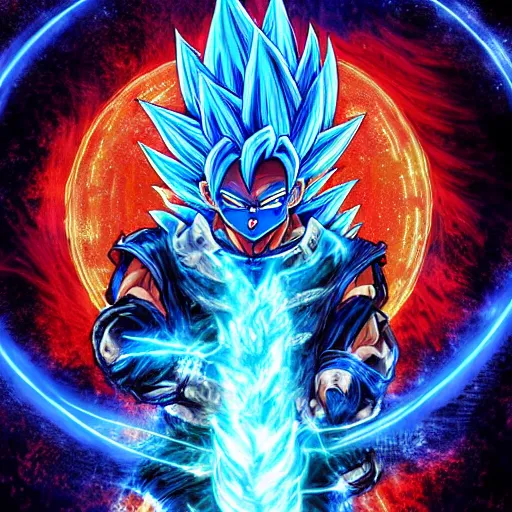 Super Saiyan Blue, fantasy artwork, official, hyper | Stable Diffusion ...