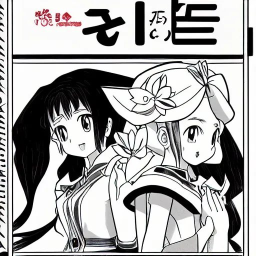 Prompt: young princess, illustrated by mato and ken sugimori, manga, black and white illustration